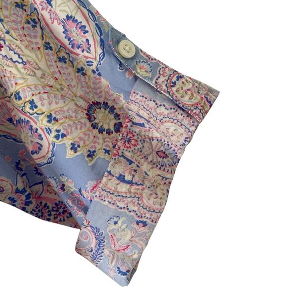 Lauren Ralph Lauren NWTs Blue Pink Capri Cotton Pajama Set Petite Large PL - Picture 4 of 10